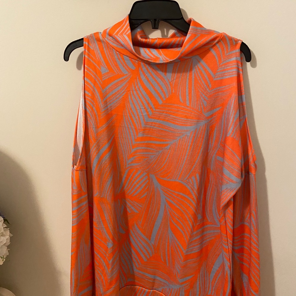 Tropical cold shoulder blouse
